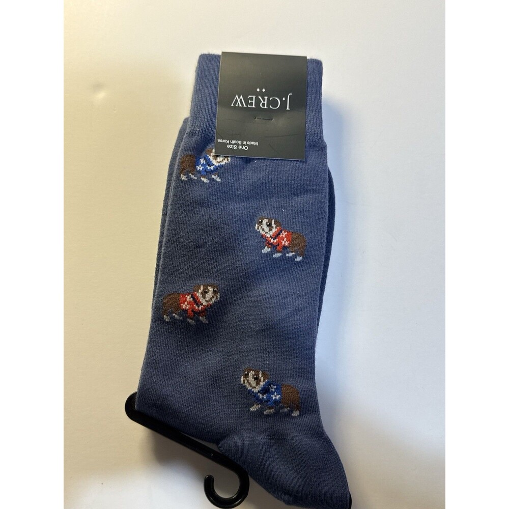 J.Crew Men’s Novelty Dog Socks – Cotton Blend – Mid‑Calf – NWT